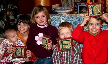 PHOEBE, EVA, AUTUMN, KAI, & SYLVAN - Grandkids during Chgristmas in 2006