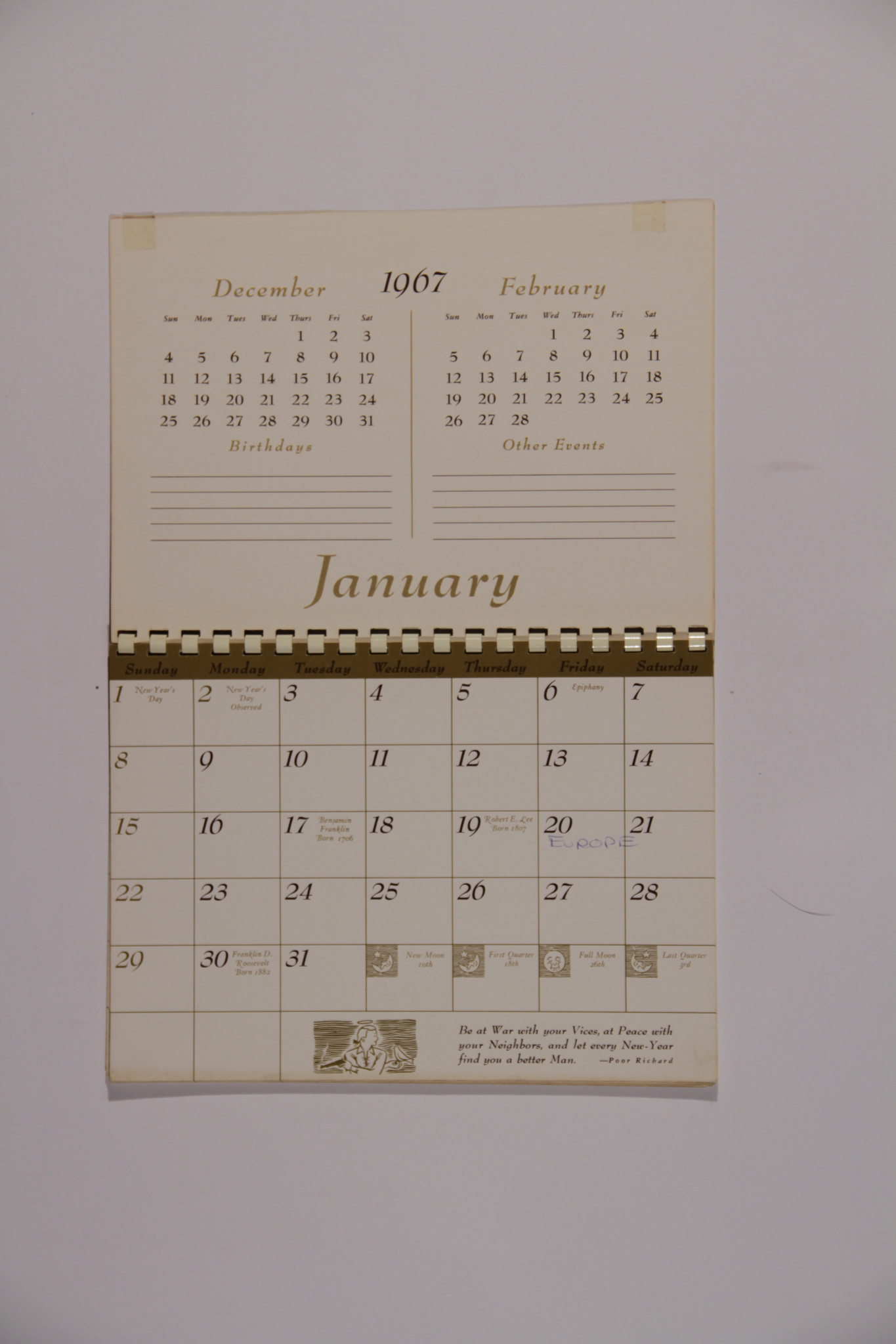 1967 calendar